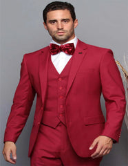 Extra Slim Fit Suit Mens Slim Fit Suit - Fitted Suit - Skinny Suit Ruby Red Tapered Fitted European Cut Suit