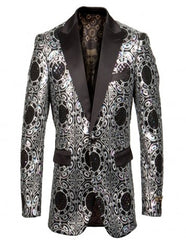 Silver & Black Shawl Lapel Blazer