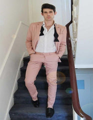 Men'S Pink Shawl Lapel Blush Pink Suit Perfect For Wedding