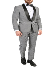 Black And White Checkered Suit - Gray Checkered Texture Houndstooth ~ Herringbone ~ Tweed Suits Slim Fitted - Black And White Checkered Suit