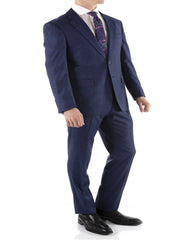 Blue Plaid Check Premium Slim Fit Windowpane Wool Suit