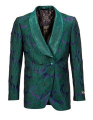 Men's Green Double Vents Shawl Lapel Tuxedo