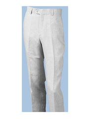 Linen Pants For Men White Flat Front P3110-02