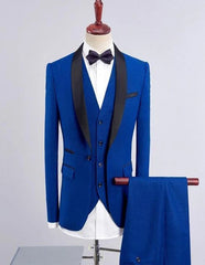 Men's Dark Blue One Button Back Vent Shawl Lapel Tuxedos