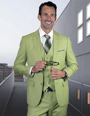 Two Button Ultra Slim Fit Prom Suit / Wedding Suit In Lime Green Summer Color