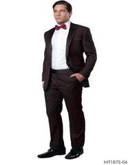 Men's One Button Vested Brown Tuxedo Suit