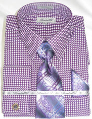 Purple Colorful Men'S Gingham Dress Shirt