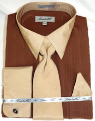 Brown Multi Colorful Men'S Dress Shirt