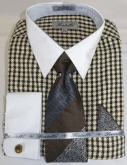 Brown Houndstooth Colorful Men'S Dress Shirt