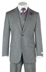 Classic Fit - Pleated Pants - Double Breasted Suits Vest - Peak Lapel 1920s Look Men'S Double Breasted Slanted Vest Gray