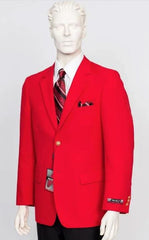 Poplin Fabric Pacelli Solid 2 Button Red Blazer BLAIR-70008