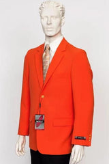 Poplin Fabric Pacelli Solid 2 Button Orange Blazer BLAIR-70019