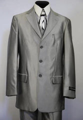 Silver 3 Button Fastener  Suit