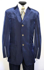 Blue 3 Button Two Flap Front Pockets Suit