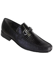 Men'S Black Genuine Teju Lizard Skin Slip-On By Los Altos