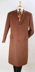 Mens Topcoat Mens Camel 100% Wool Center Vent Overcoat