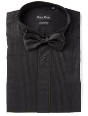 Men'S Black 55% Cotton Tuxedo Shirt