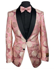 Rose Gold Blazer - Rose Gold Tuxedo Jacket + Free Matching Bow Tie