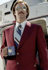 Ron Burgundy Suit - Light Burgundy Color Vested Suit