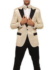 Mens Ivory Tuxedo With Ivory Stripe Pants