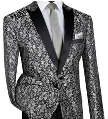 Mens Silver Pattern Blazer