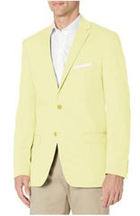 Mens Chambray Sportcoat - Chambray Blazer - Summer Cotton Blazer Light Yellow - Lemon Color