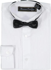 Boys White Tuxedo Shirt and Bowtie Set