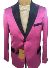 Mens Two Button Peak Lapel Suit Rose