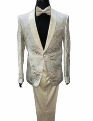 Ivory Paisley Suit - Cream Tuxedo