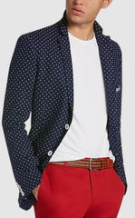 Polka Dot Mens Blazer - Black and White Sport Coat