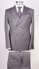 Slim Fitted Cut Mens Gray Double Breasted Blazers - Double Breasted Sport Coat