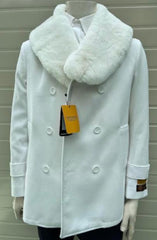 Mens Peacoat With Fur Collar - Coat With Fur Collar