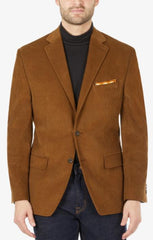 100% Cotton Stretch Men's Modern-Fit Corduroy Brown Blazer