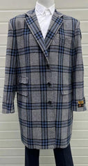 Mens Plaid Overcoat - Plaid Topcoats - Gray Carcoat