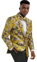 Mens Yellow Blazer - Yellow Sportcoat + Bowtie Gold