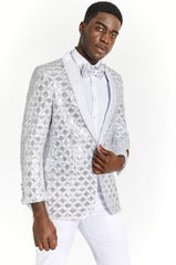 Big And Tall Suit For Men - Jacket + Pants + Bowtie + Pants - White and Black Suit