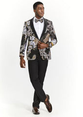 Big And Tall Suit For Men - Jacket + Pants + Bowtie + Pants - Black Suit