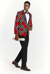 Big And Tall Suit For Men - Jacket + Pants + Bowtie + Pants - Black and Red Suit