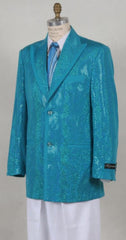 Turquoise Mens Shiny Blazer - Aqua Blue Sparkly Sport Coat