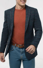 Mens Tweed Jacket in Dark Blue