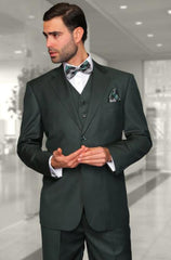 Mens Two Button Notch Lapel Suit Hunter Green