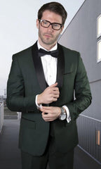 Mens Two Button Shawl Lapel Suit Hunter Green