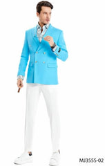 Summer Linen Blazer - Mens Sport Coat - Double Breasted Sport Coat - Blue Blazer