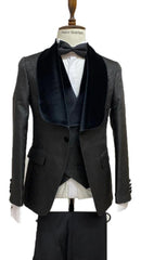 Black Tuxedo Dinner Jacket Wide Velvet Groom Tuxedo Jacket - Prom Blazer