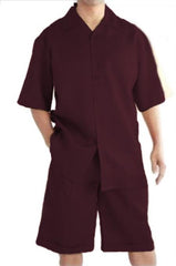 Mens Walking Suits With Shorts + Shorts Burgundy