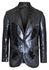 Navy Blue Sequin Blazer - Shiny Midnight Blue Tuxedo Dinner Jacket