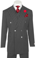 Mens Double Breasted Suits Charcoal Grey