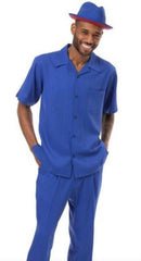 Mens Linen Walking Suit - Royal Blue Summer Outfit - Mens Linen Suit