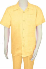 Mens Linen Walking Suit - Yellow Summer Outfit - Mens Linen Suit