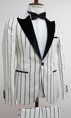 Bold Gangster - 1920 White And Black Pinstripe Tuxedos Suit